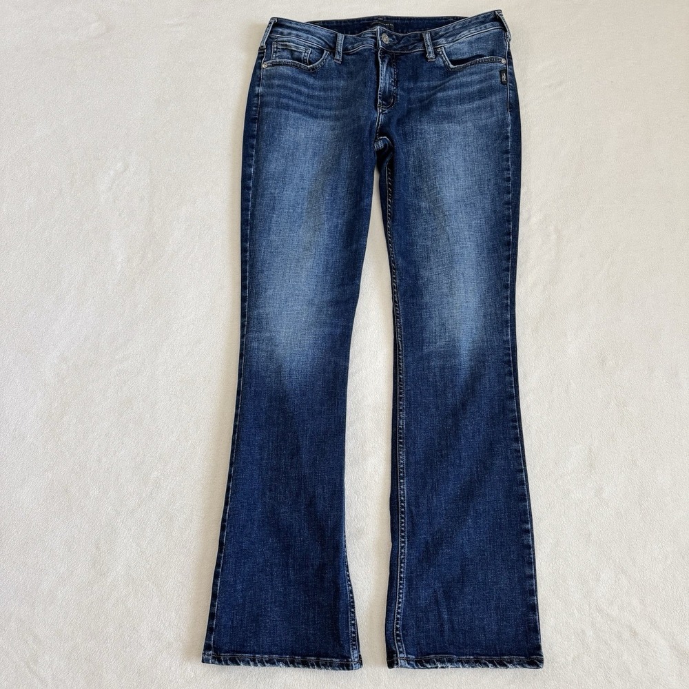 Silver Jeans Suki Slim Boot Women 34x33 (32x33) Dark Wash Mid Rise Stretch